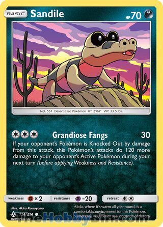 Sandile #114/214 Common - Unbroken Bonds Pokemon card