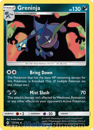 Greninja #117/214 Holo Rare - Unbroken Bonds Pokemon card
