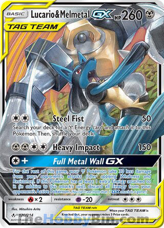 Lucario & Melmetal GX #120/214 Ultra Rare - Unbroken Bonds Pokemon card