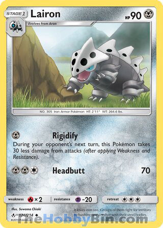 Lairon #124/214 Uncommon - Unbroken Bonds Pokemon card