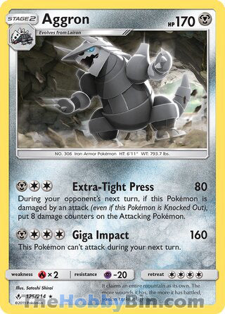 Aggron #125/214 Rare - Unbroken Bonds Pokemon card