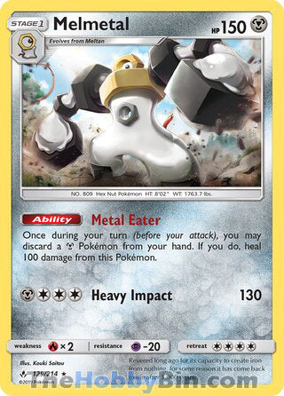 Melmetal #129/214 Holo Rare - Unbroken Bonds Pokemon card