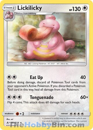 Lickilicky #153/214 Rare - Unbroken Bonds Pokemon card