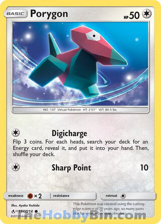 Porygon #154/214 Common - Unbroken Bonds Pokemon card