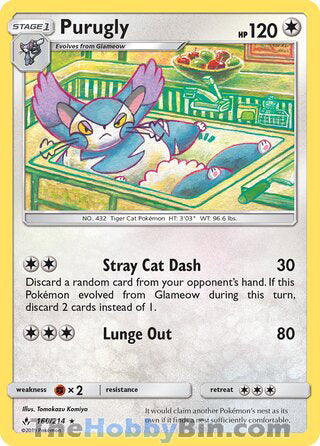 Purugly #160/214 Rare - Unbroken Bonds Pokemon card
