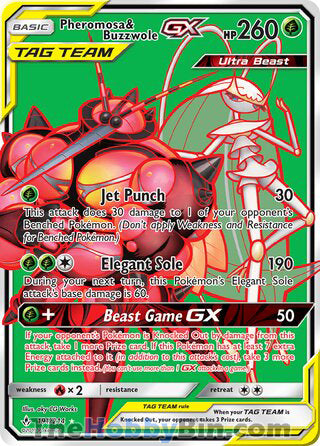 Pheromosa & Buzzwole GX #191/214 Ultra Rare - Unbroken Bonds Pokemon card