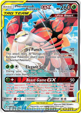 Pheromosa & Buzzwole GX #192/214 Ultra Rare - Unbroken Bonds Pokemon card
