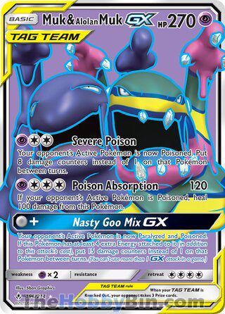 Muk & Alolan Muk GX #196/214 Ultra Rare - Unbroken Bonds Pokemon card