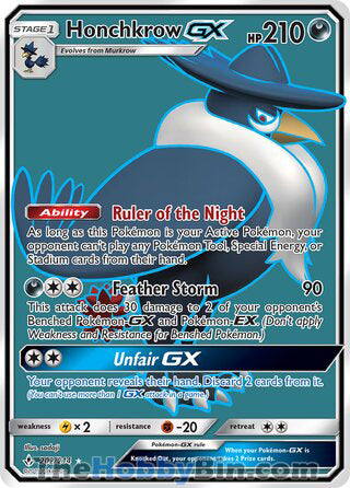 Honchkrow GX #202/214 Ultra Rare - Unbroken Bonds Pokemon card