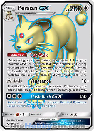 Persian GX #207/214 Ultra Rare - Unbroken Bonds Pokemon card