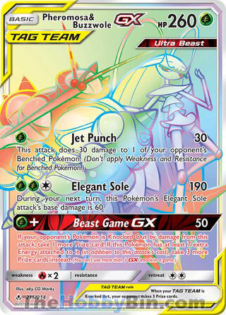 Pheromosa & Buzzwole GX #215/214 Secret Rare - Unbroken Bonds Pokemon card