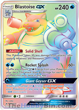 Blastoise GX #218/214 Secret Rare - Unbroken Bonds Pokemon card