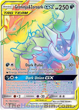 Greninja & Zoroark GX #222/214 Secret Rare - Unbroken Bonds Pokemon card