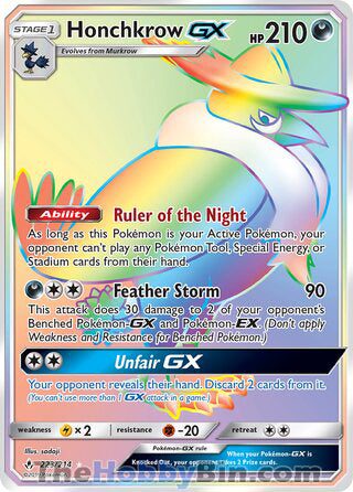Honchkrow GX #223/214 Secret Rare - Unbroken Bonds Pokemon card