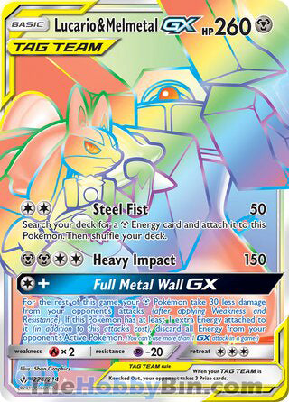 Lucario & Melmetal GX #224/214 Secret Rare - Unbroken Bonds Pokemon card