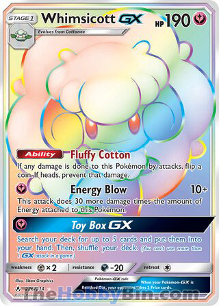 Whimsicott GX #226/214 Secret Rare - Unbroken Bonds Pokemon card