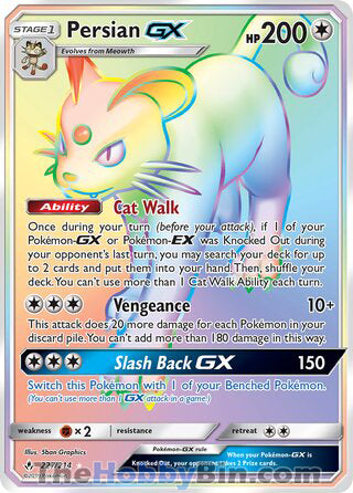 Persian GX #227/214 Secret Rare - Unbroken Bonds Pokemon card