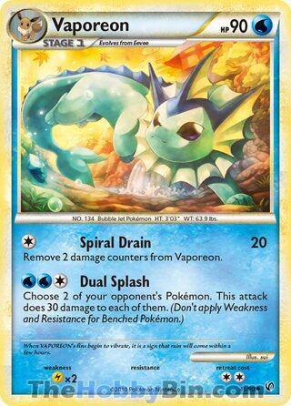 Vaporeon #41/90 Uncommon - Undaunted Pokemon card