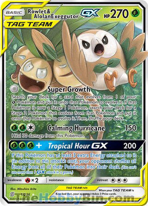 0001 Rowlet & Alolan Exeggutor GX Ultra Rare Unified Minds