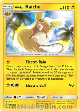 Alolan Raichu #57/236 Holo Rare - Unified Minds Pokemon card