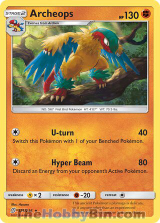 Archeops #121/236 Rare - Unified Minds Pokemon card