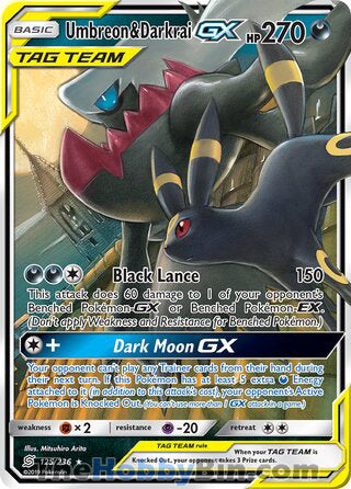 Umbreon & Darkrai GX #125/236 Ultra Rare - Unified Minds Pokemon card