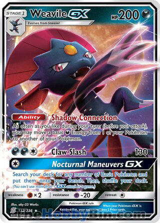 Weavile GX #132/236 Ultra Rare - Unified Minds Pokemon card