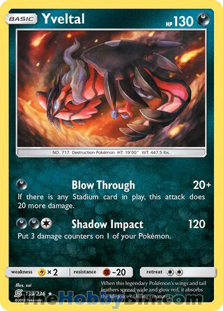 Yveltal #139/236 Holo Rare - Unified Minds Pokemon card