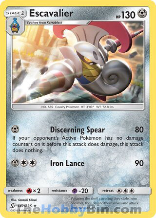 Escavalier #142/236 Rare - Unified Minds Pokemon card
