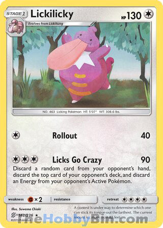 Lickilicky #162/236 Rare - Unified Minds Pokemon card