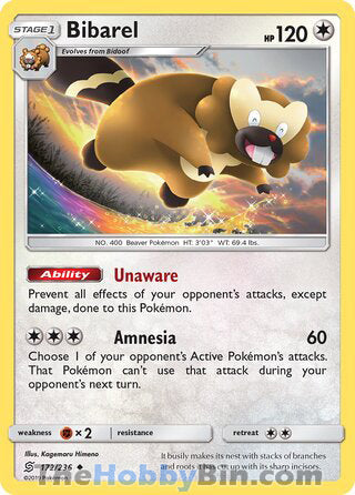 Bibarel #172/236 Uncommon - Unified Minds Pokemon card