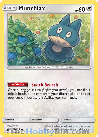Munchlax #173/236 Uncommon - Unified Minds Pokemon card