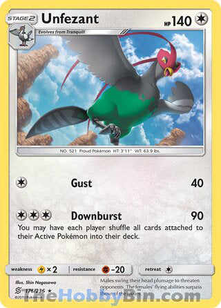 Unfezant #176/236 Rare - Unified Minds Pokemon card