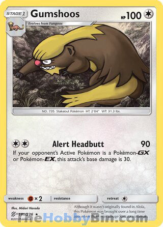 Gumshoos #181/236 Rare - Unified Minds Pokemon card