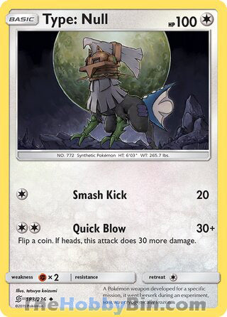Type: Null #183/236 Uncommon - Unified Minds Pokemon card