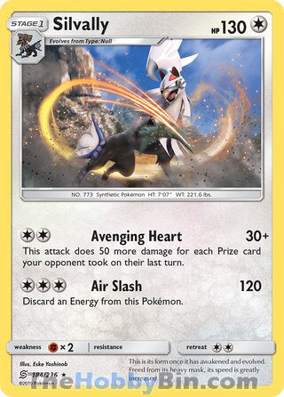Silvally #184/236 Holo Rare - Unified Minds Pokemon card