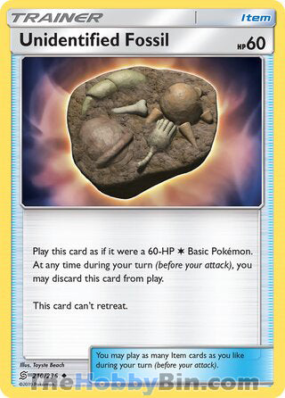 Unidentified Fossil #210/236 Uncommon - Unified Minds Pokemon card
