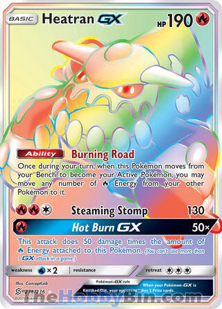 Heatran GX #238/236 Secret Rare - Unified Minds Pokemon card