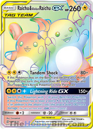 Raichu & Alolan Raichu GX Unified Minds Secret Rare #241/236