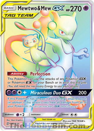 Mewtwo & Mew GX Unified Minds Secret Rare #242/236