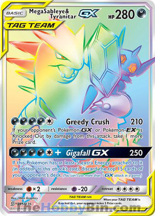 Mega Sableye & Tyranitar GX #245/236 Secret Rare - Unified Minds Pokemon card