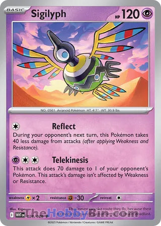 Sigilyph #038/086 Uncommon - White Flare Pokemon card