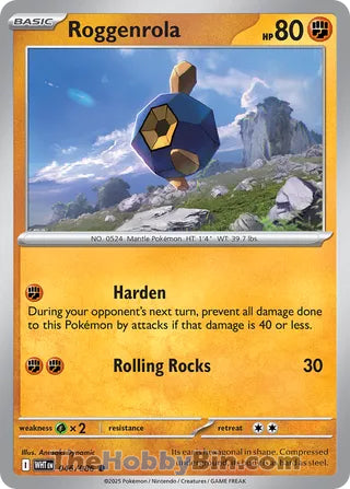Roggenrola #046/086 Common - White Flare Pokemon card