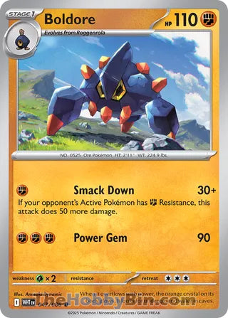 Boldore #047/086 Common - White Flare Pokemon card