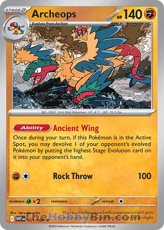 Archeops #051/086 Rare - White Flare Pokemon card