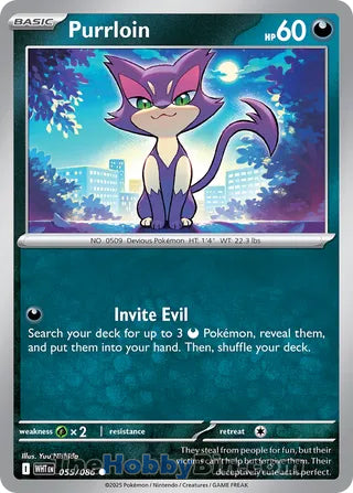Purrloin #055/086 Common - White Flare Pokemon card