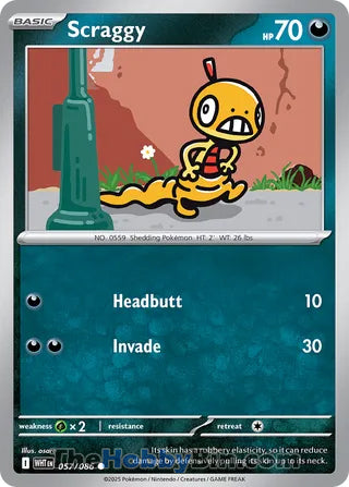 Scraggy #057/086 Common - White Flare Pokemon card