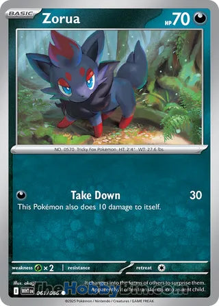 Zorua #061/086 Common - White Flare Pokemon card