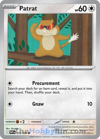 Patrat #072/086 Common - White Flare Pokemon card