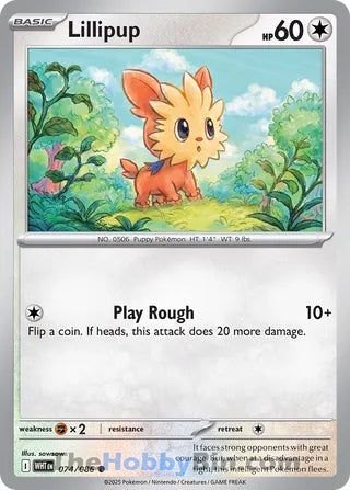 Lillipup #074/086 Common - White Flare Pokemon card